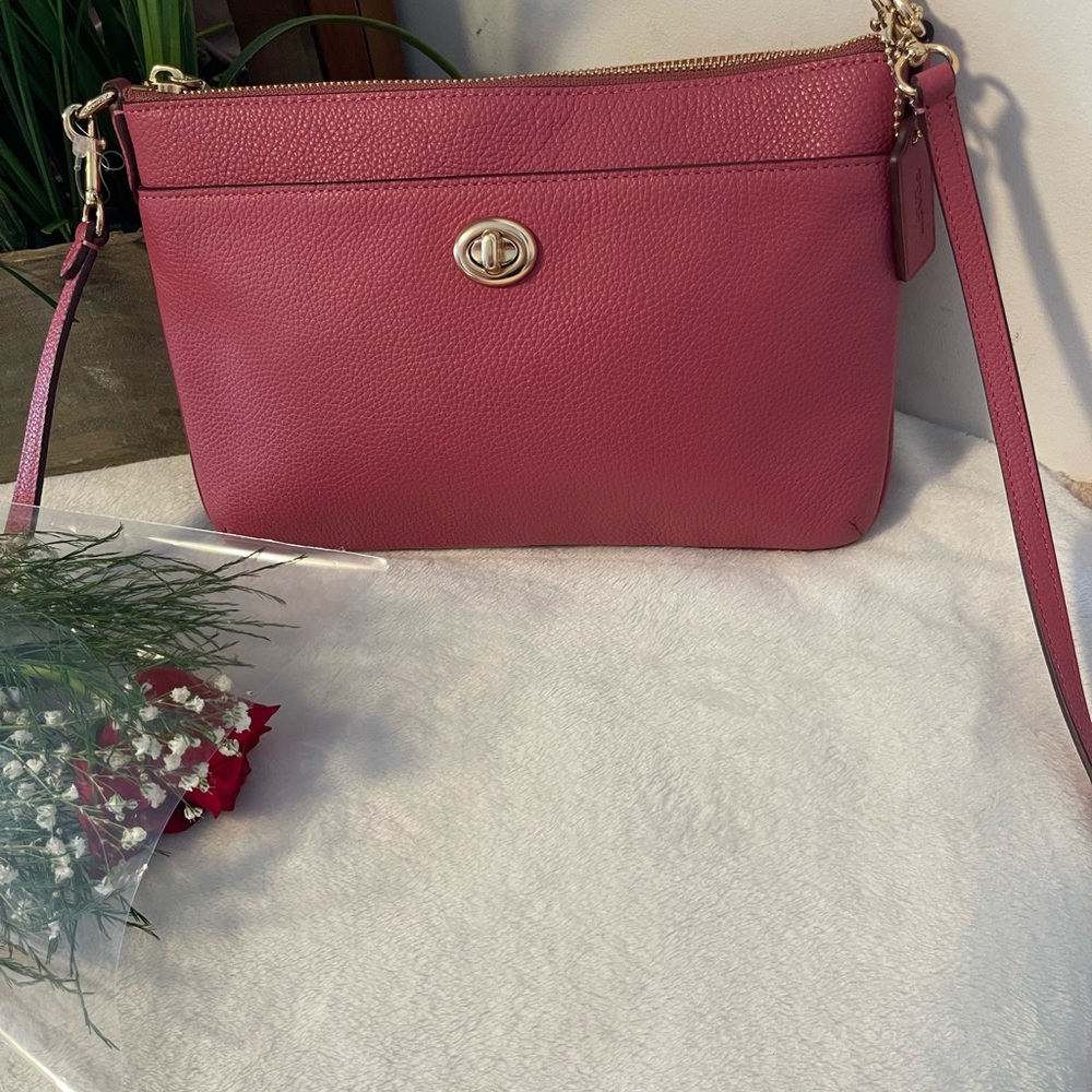 Coach Pink Crossbody Bag with Gold Hardware